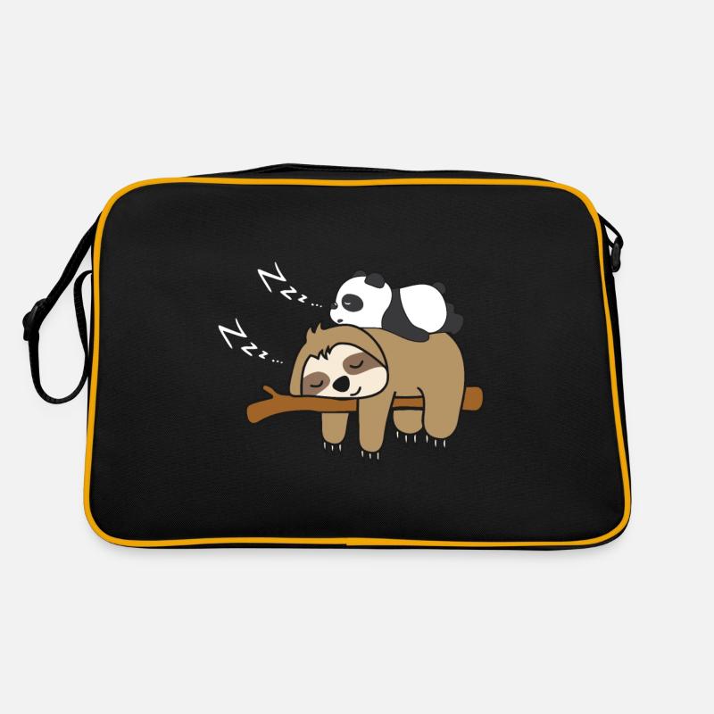 Panda bear sleeps on sloth panda bear chiller Retro Bag