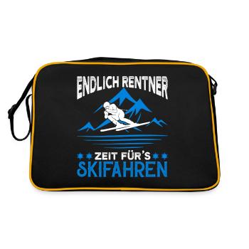 Endlich Rentner Zeit für's Skifahren Ski Rente - Retro Tasche - Schwarz/Gold - Hinten