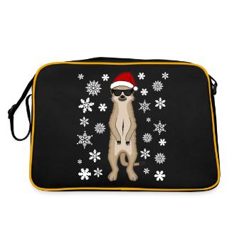 Lustiges Erdmännchen Santa Weihnachten Geschenk - Retro Tasche - Schwarz/Gold - Hinten