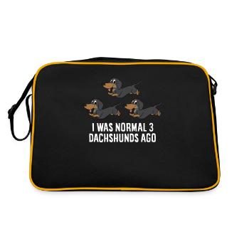 Dackel Besitzer Vor 3 Dackel Hunde War Ich Normal - Retro Tasche - Schwarz/Gold - Hinten