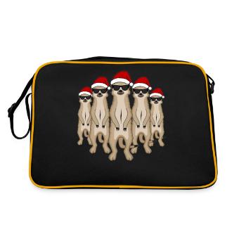 Lustige Erdmännchen Gruppe Weihnachten Geschenk - Retro Tasche - Schwarz/Gold - Hinten
