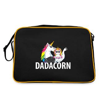 Dadacorn| Daddy| Unicorn| Baby| Sunglasses| Humor - Retro Tasche - Schwarz/Gold - Hinten