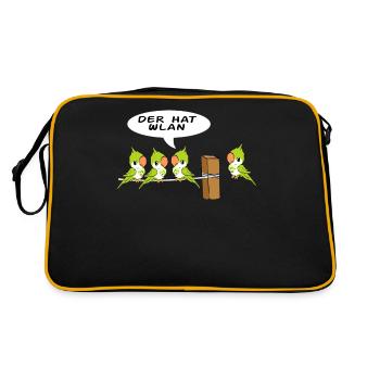 Oiseaux drôles qui a WLAN T-Shirt Internet WIFI - Sac Retro - noir/or - Dos