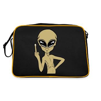 Drôle alien doigt du doigt puant Tshirt - Sac Retro - noir/or - Dos