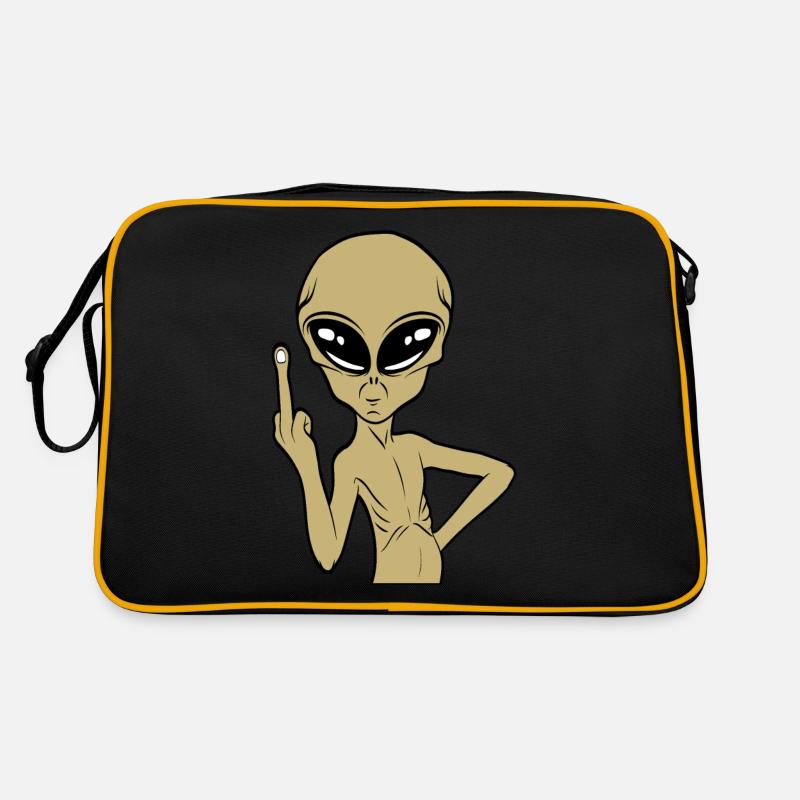 Drôle alien doigt du doigt puant Tshirt Sac Retro
