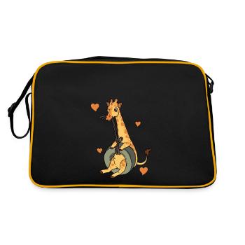 Girafe mignonne - coeur de girafe à bascule - Sac Retro - noir/or - Dos