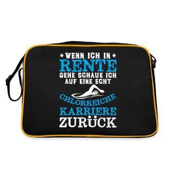 Rettungsschwimmer,schwimmlehrer,Schwimmbad Designs - Retro Tasche - Schwarz/Gold - Hinten