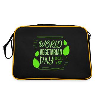Weltvegetariertag 1. Oktober 1. Oktober Grünkohl-G - Retro Tasche - Schwarz/Gold - Hinten