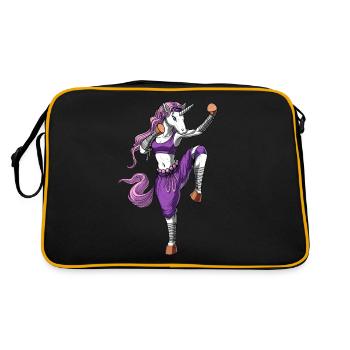 Einhorn Kickboxen Ninja - Retro Tasche - Schwarz/Gold - Hinten