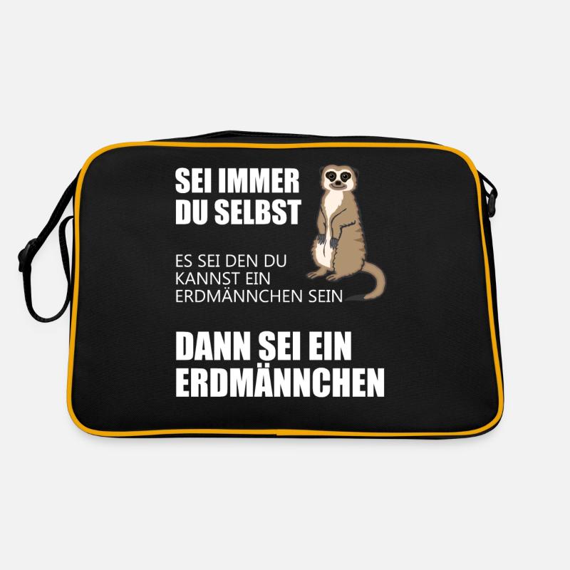 Lustiges Erdmännchen Geschenk Witziger Spruch - Retro Tasche - Schwarz/Gold