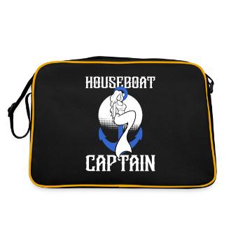 Houseboat Captain Hausboot Kapitän Meerjungfrau - Retro Tasche - Schwarz/Gold - Hinten
