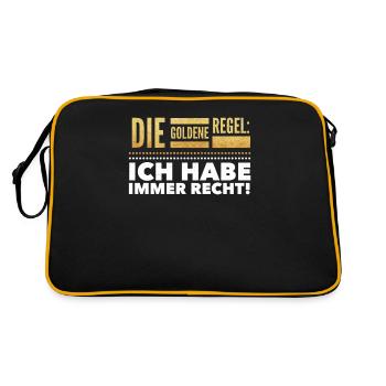 Achtung Klugscheißer - Besserwisser - Idiot - Retro Tasche - Schwarz/Gold - Hinten
