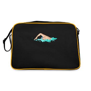 Schwimmen Schwimmer - Retro Tasche - Schwarz/Gold - Hinten