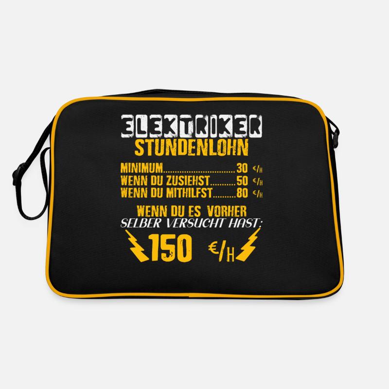 Elektriker Stundenlohn und Stundensatz - Retro Tasche - Schwarz/Gold