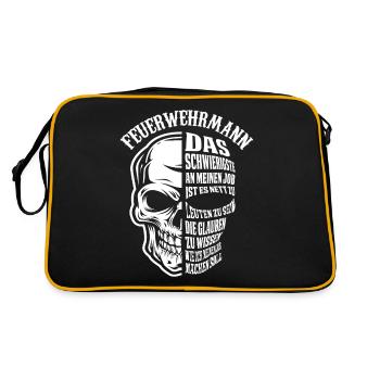 Freiwillige Feuerwehr Feuerwehrmann 112 Geschenk - Retro Tasche - Schwarz/Gold - Hinten