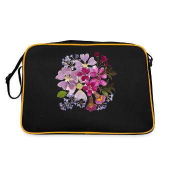Lilac, Cherry Blossoms and Mallow pressed flowers - Retro Bag - black/gold - Back