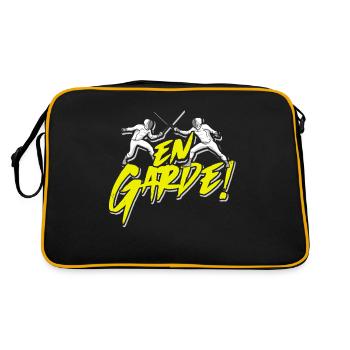 Fencing saying fencing mask duel saber sport fight - Retro Bag - black/gold - Back