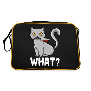 Cat What Funny Black Murderous Cat With Knife - Retro Bag - black/gold - Back