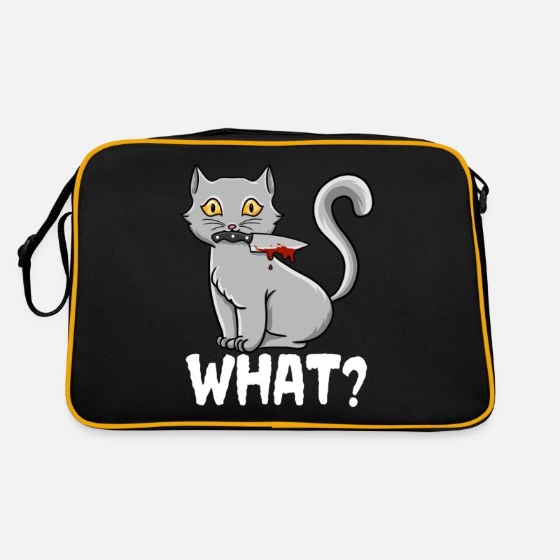 Chat Quel chat meurtrier noir drôle avec un couteau Sac Retro