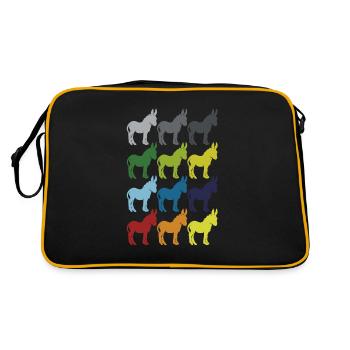 Neon Pop Art Retro Esel Maultier Tier Geschenkidee - Retro Tasche - Schwarz/Gold - Hinten