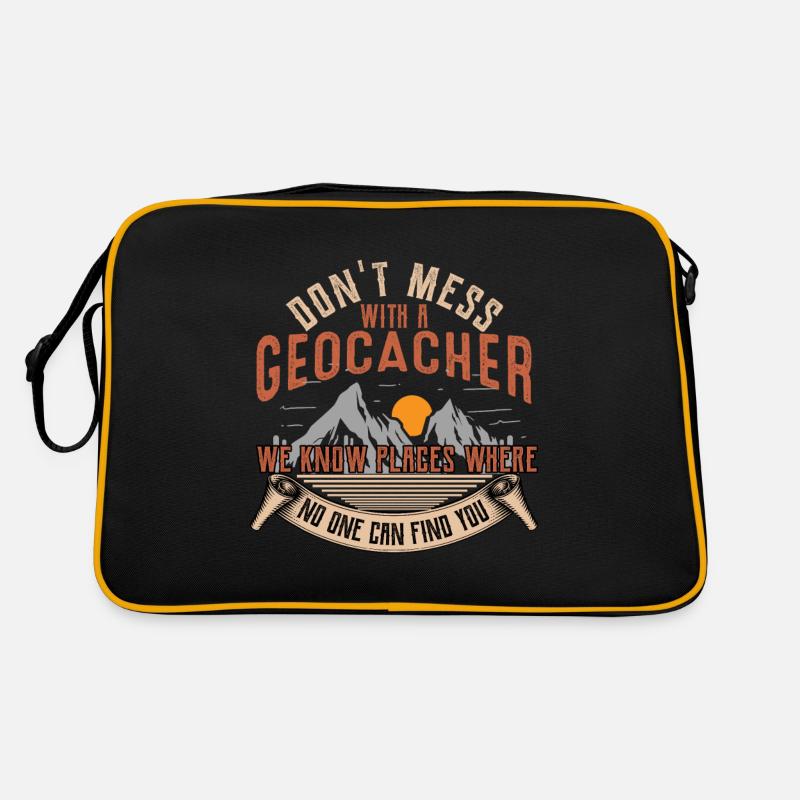 Geocache - Retro Tasche - Schwarz/Gold