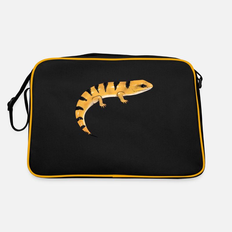 Peters Gebänderter Skink Reptil Eidechse Geschenk - Retro Tasche - Schwarz/Gold