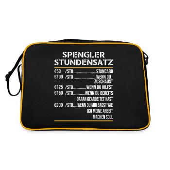 Spengler Stundensatz Zimmerer Klempner Blechner - Retro Tasche - Schwarz/Gold - Hinten