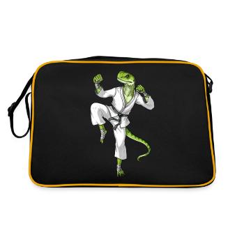 Karate Eidechse - Retro Tasche - Schwarz/Gold - Hinten