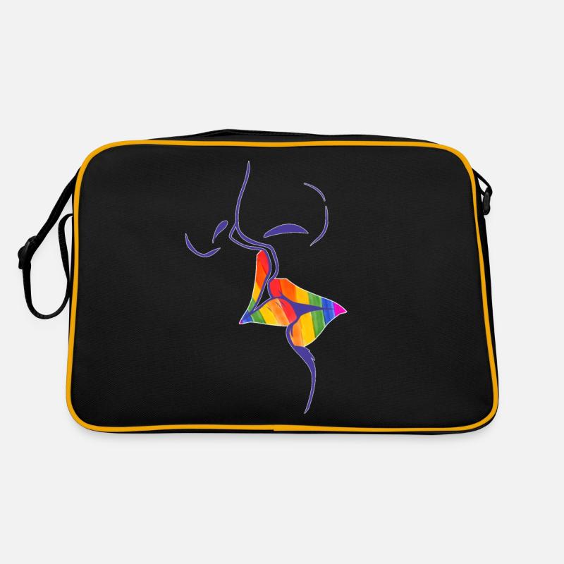 Rainbow kissing lips - Retro Bag - black/gold