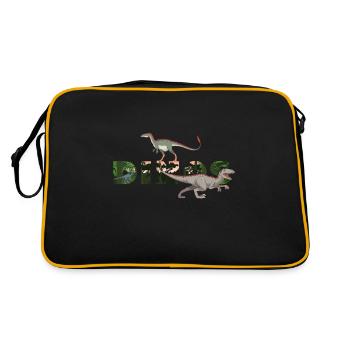 Dinosaurier Dinos Tyrannosaurus Allosaurus - Retro Tasche - Schwarz/Gold - Hinten