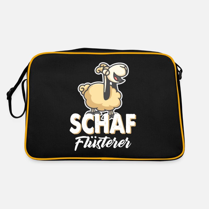 Schaf Schafe Geschenkidee Schäfer Schafzüchter - Retro Tasche - Schwarz/Gold