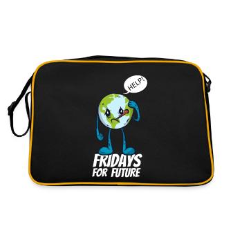 Fridays for future 3 - Retro Tasche - Schwarz/Gold - Hinten