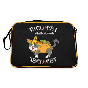 Taco Cat épelé à l'envers et nourriture mexicaine - Sac Retro - noir/or - Dos