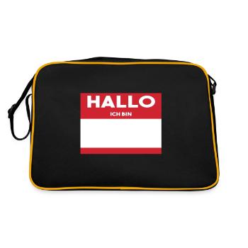 Hallo ich bin ... Namenschild zum beschriften - Retro Tasche - Schwarz/Gold - Hinten