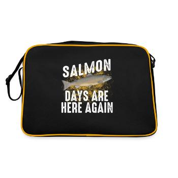 Funny Salmon Fishing Freshwater Fish Lake Gift - Retro Bag - black/gold - Back