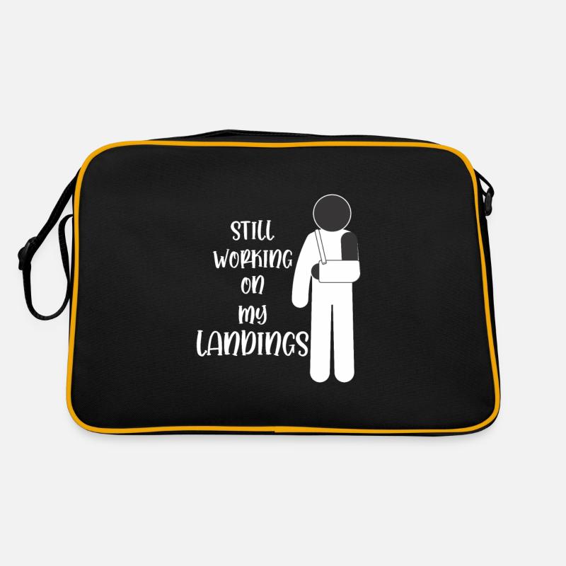 Gebrochener Arm Gute Besserung Stuntman Kind - Retro Tasche - Schwarz/Gold