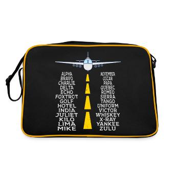 Pilot & Airplane Phonetic Alphabet Gift - Retro Bag - black/gold - Back