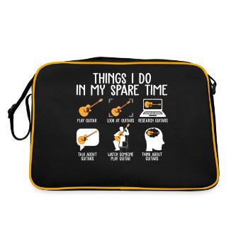 Things I Do In My Spare Time Guitar Player T Shirt - Sac Retro - noir/or - Dos