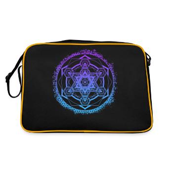 Symbol für die heilige Geometrie des Würfelgradienten von Metatron - Retro Tasche - Schwarz/Gold - Hinten