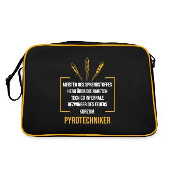 Pyrotechniker Lustige Pyro Feuerwerk Sprengstoff - Retro Tasche - Schwarz/Gold - Hinten