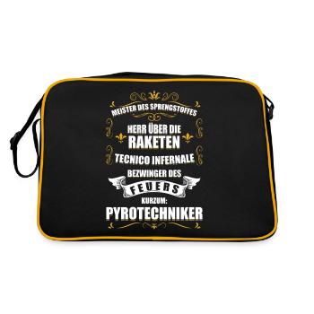 Pyrotechniker Lustige Pyro Feuerwerk Sprengstoff - Retro Tasche - Schwarz/Gold - Hinten