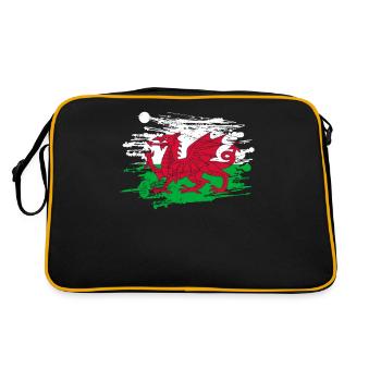 Wales Flag St Davids Day Cymraeg Welsh Coat of Arms - Retro Bag - black/gold - Back