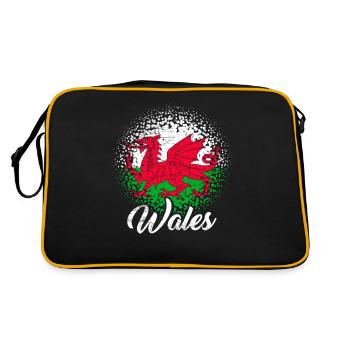 Wales Flagge St Davids Day Cymraeg Waliser Wappen - Retro Tasche - Schwarz/Gold - Hinten