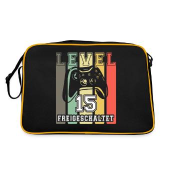 15. Geburtstag Jungen Gamer Level 15 freigeschalte - Retro Tasche - Schwarz/Gold - Hinten
