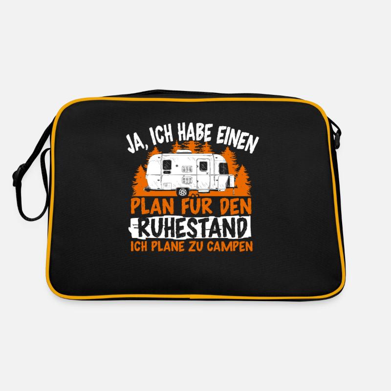 Plan für den Ruhestand Rente Camping - Retro Tasche - Schwarz/Gold