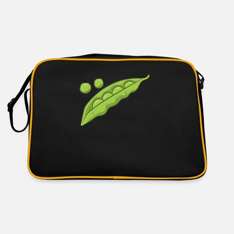 Erbsen Gemüse Geschenk Erbsen Kostüm - Retro Tasche - Schwarz/Gold