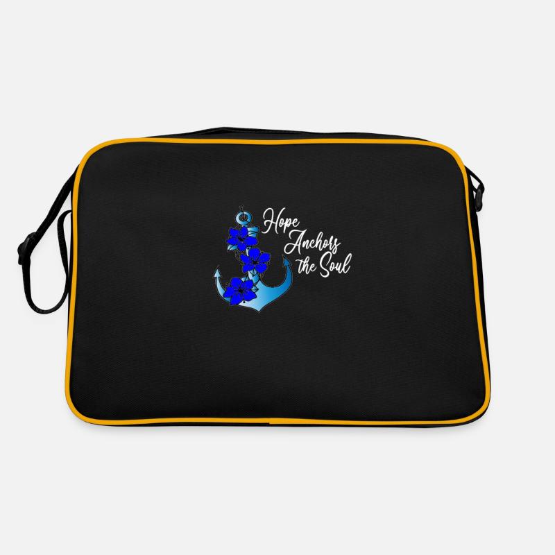 Anchor hope flowers - Retro Bag - black/gold
