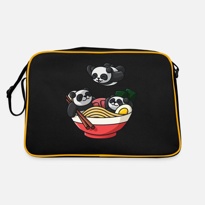 Ramen Soup Noodle Box Funny Ramen Bowl Panda Pool Retro Bag