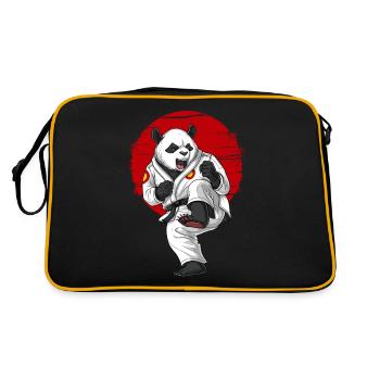 Panda Bären Karate - Retro Tasche - Schwarz/Gold - Hinten