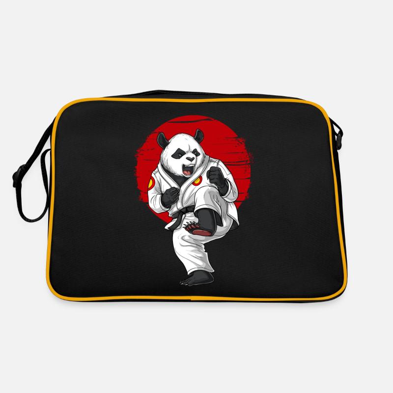 Panda Bären Karate Retro Tasche